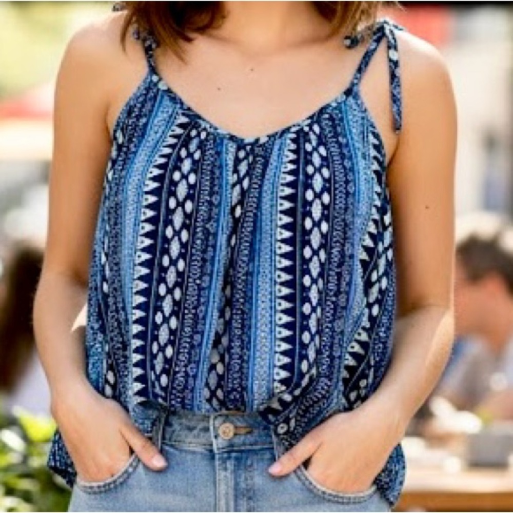Hollister Y2K Vintage Cotton Spaghetti Strap Shoulder Tie Boho Tank Top Size S